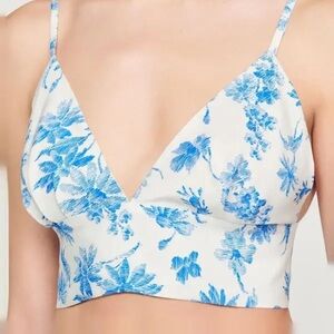 Sandro Blue And White Floral Bralette V-neckline Adjustable Straps NWT Size 4